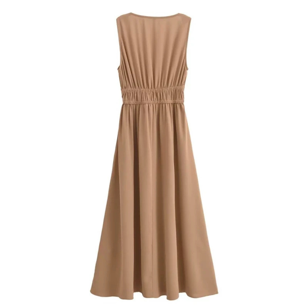 ZARA Wood Bead Trim Collar Dress